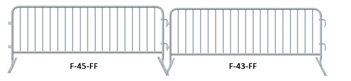 Comparison of F43 and F45 barricade heights and connector alignment